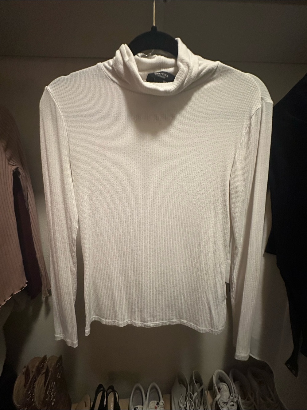 Simply Vera Vera Wang White Ribbed Turtleneck Sweater